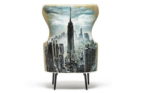 Minkštas fotelis "Miestas rūke"