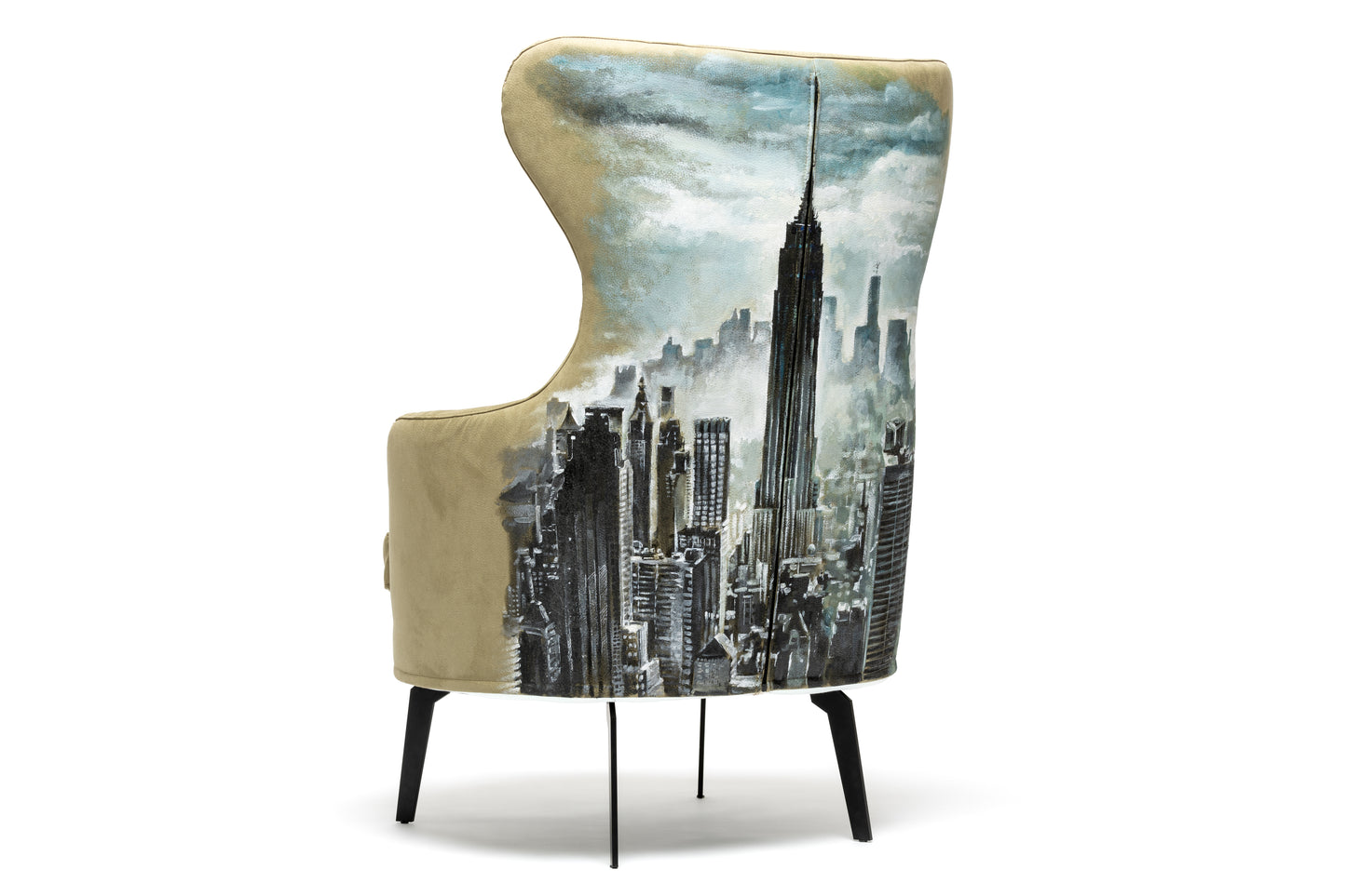 Minkštas fotelis "Miestas rūke"